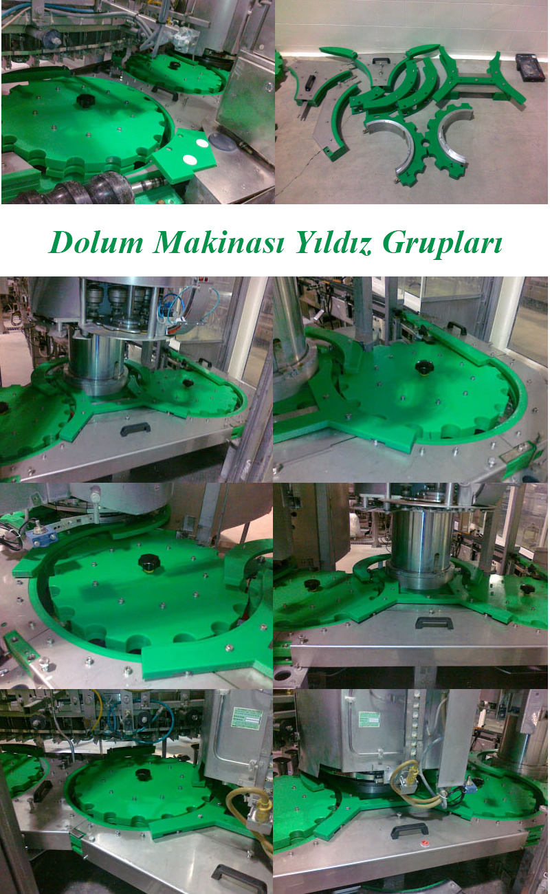 Dolum Makinası Yıldız Grubu, Şişe Dolum Makinası Yıldız Grupları, Dolum Değişim seti, Dolum Makinası Değişim Setleri, Dolum Helezonu, Format kalıpları